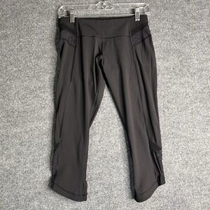 Lululemon Just Breathe Crop Leggings Size 6‎ Black Polka Dot Sheer